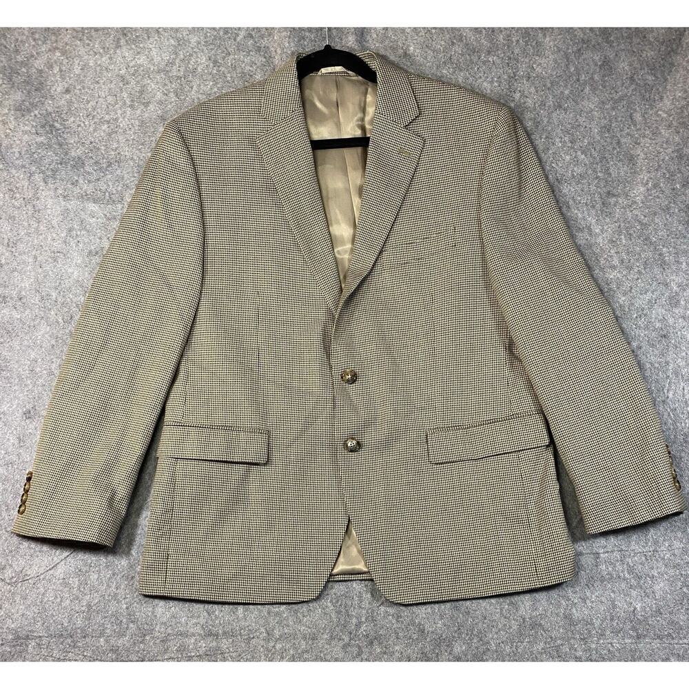 Lauren Ralph Lauren Jacket Mens 42S Tan Houndstooth Preppy